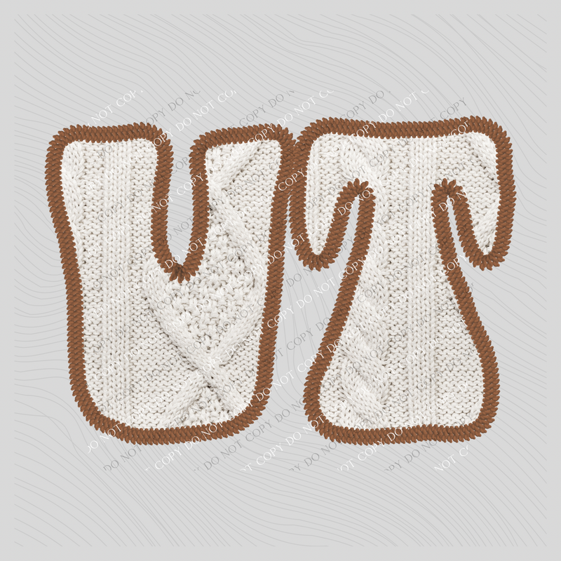 Vermont VT Sweater Patch in Cream & Brown Digital Design, PNG