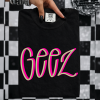 Geez 3D Sassy Script Bright Pink & Green Digital Design, PNG