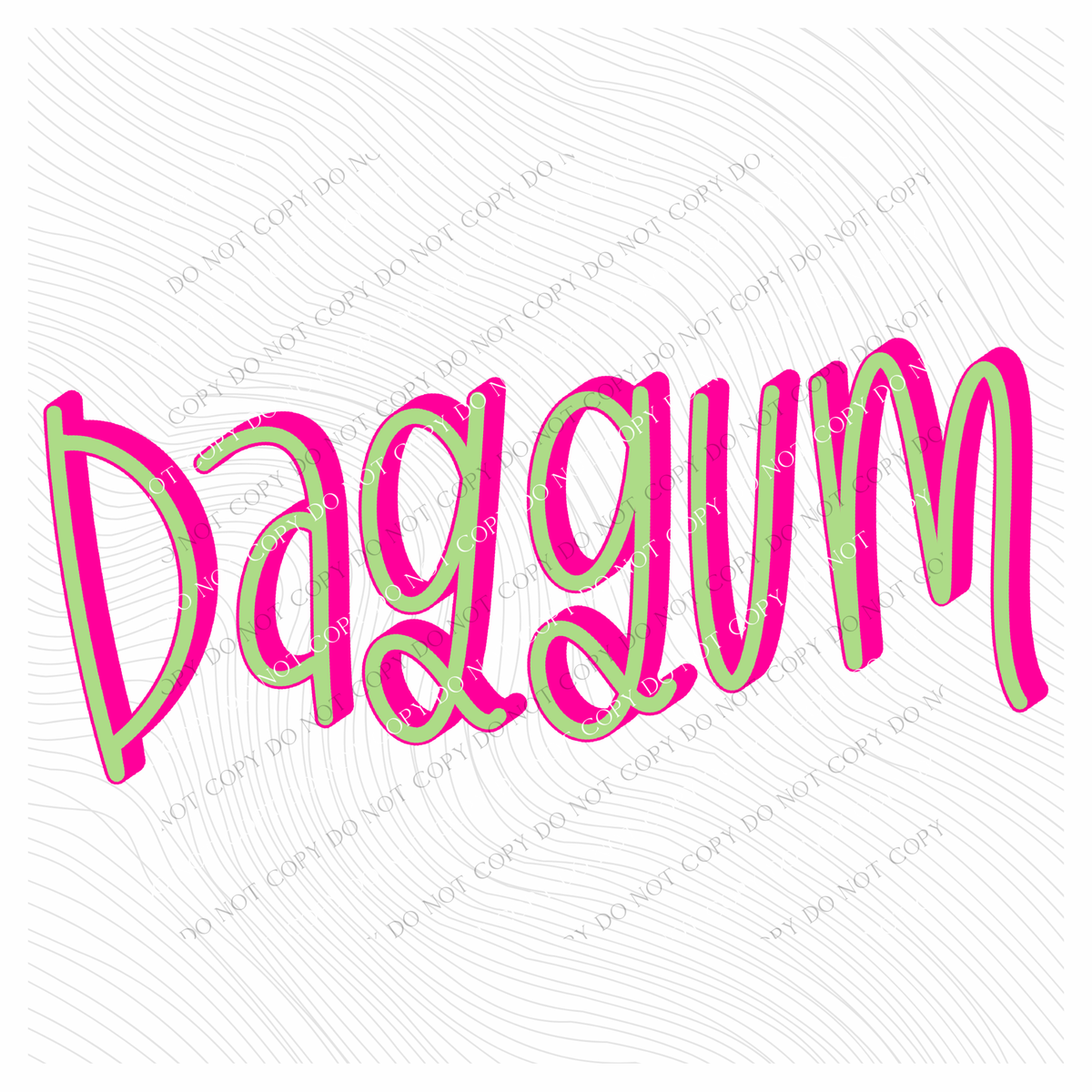 Daggum 3D Sassy Script Bright Pink & Green Digital Design, PNG