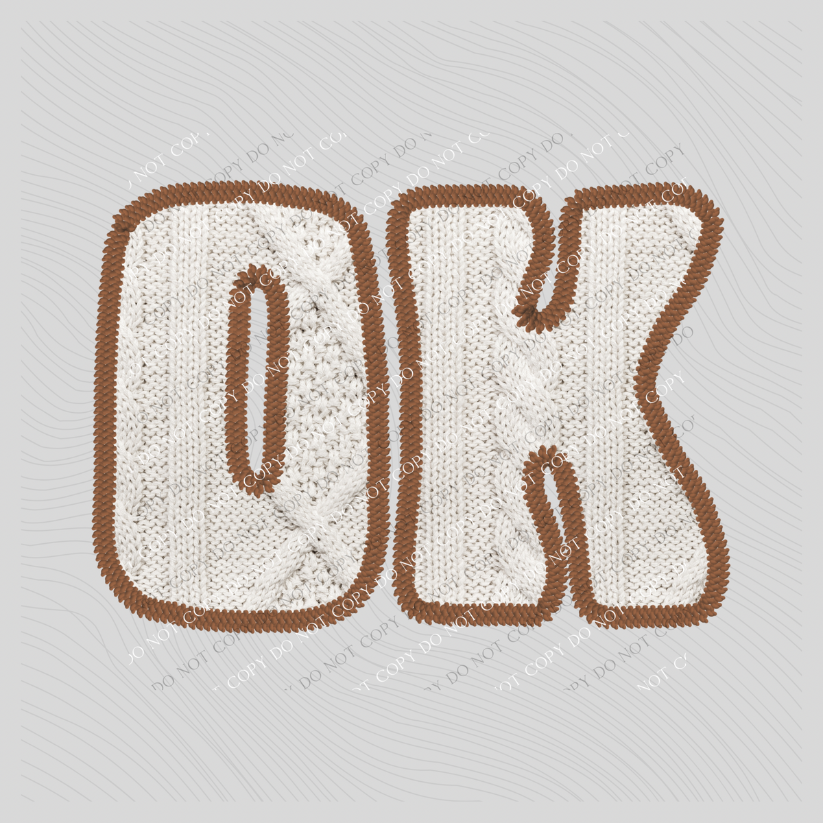 Oklahoma OK Sweater Patch in Cream & Brown Digital Design, PNG