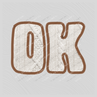 Oklahoma OK Sweater Patch in Cream & Brown Digital Design, PNG