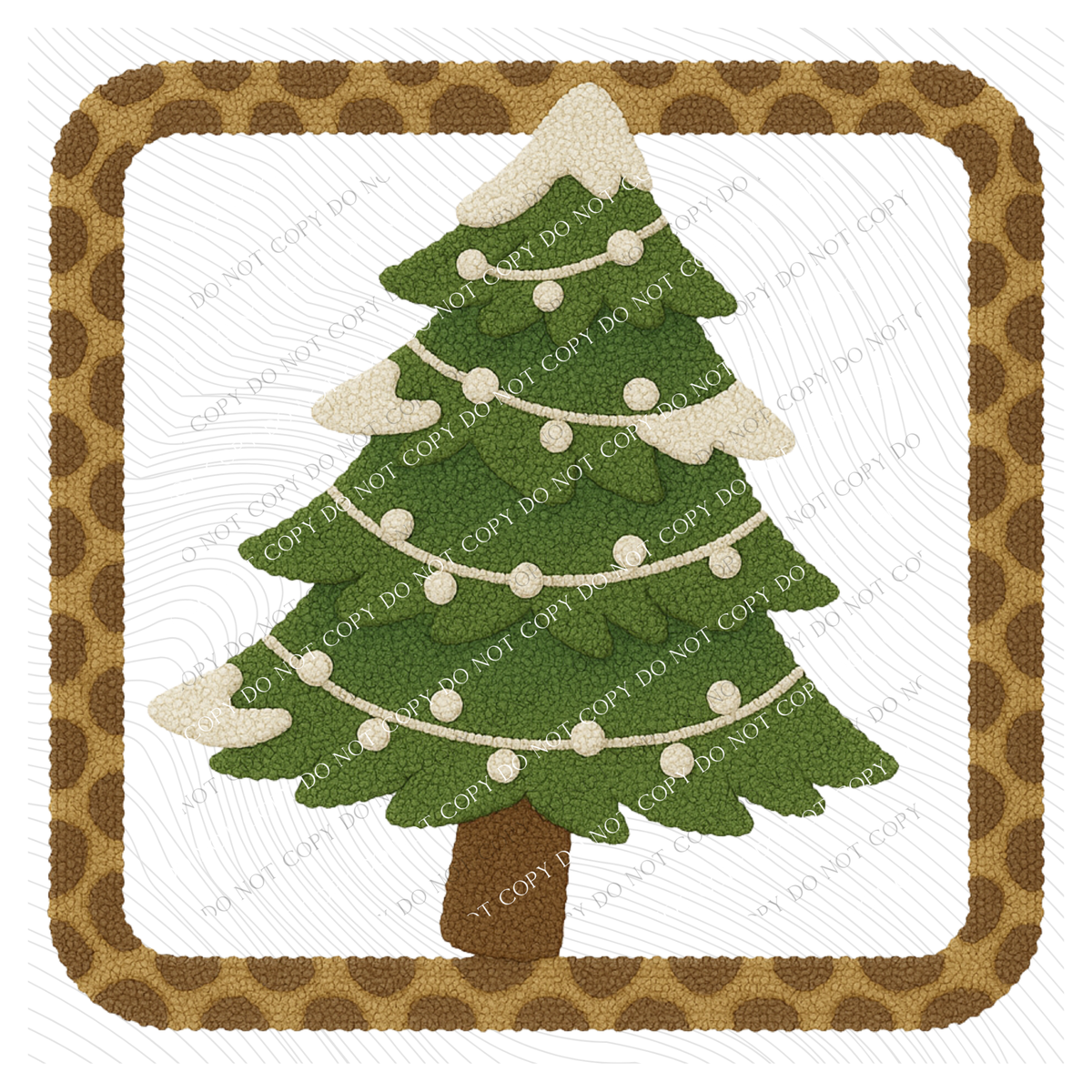 Tree 3D Leopard Square Chenille Patch Style Digital Download, PNG