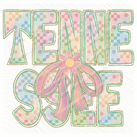 Tennessee Daisy Bows and Checkers Pastel Chalk Digital Design, PNG
