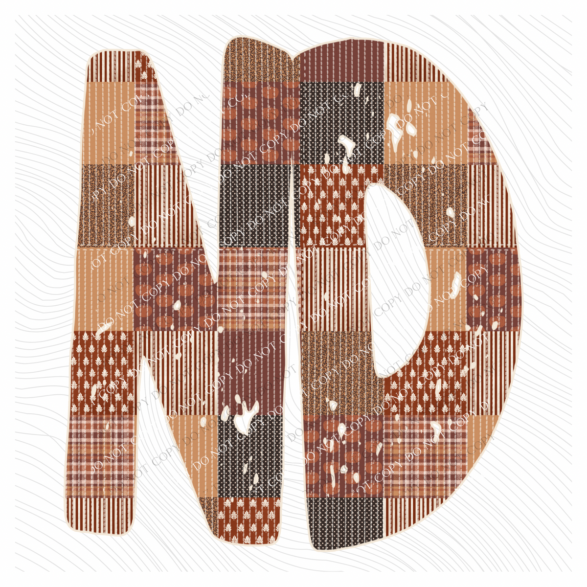 North Dakota ND Autumn Pumpkins Quilted Distressed Digital Design in Browns, PNG