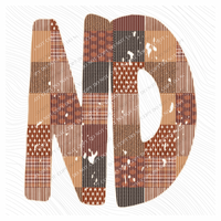 North Dakota ND Autumn Pumpkins Quilted Distressed Digital Design in Browns, PNG