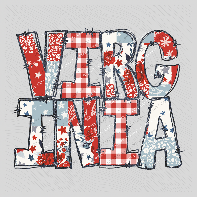 Virginia Doodle Patch & Glitter Digital Design, PNG