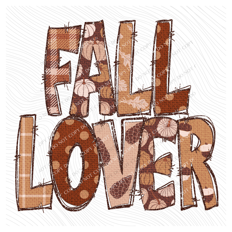 Fall Lover Glitter & Burlap Patch Digital Design, PNG Only