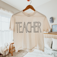 Teacher Simple Outline in Black Digital Design, PNG