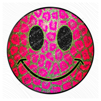 All Smiles Metallic Pink Leopard & Glitter Digital Design, PNG
