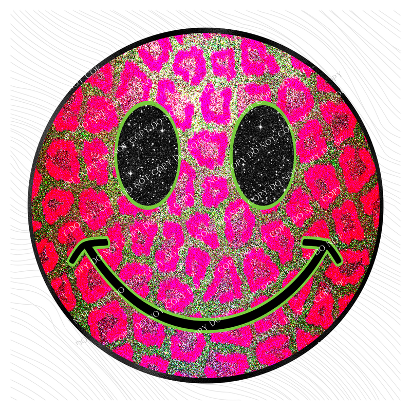 All Smiles Metallic Pink Leopard & Glitter Digital Design, PNG