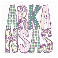 Arkansas Floral & Glitter Doodle Digital Design, PNG
