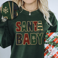 Santa Baby Tartan Plaid Patterns Faux Patch Digital Download, PNG