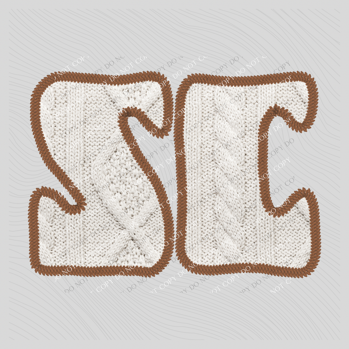 South Carolina SC Sweater Patch in Cream & Brown Digital Design, PNG