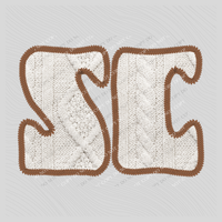 South Carolina SC Sweater Patch in Cream & Brown Digital Design, PNG