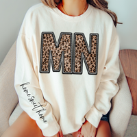 MN Minnesota Embroidery Leopard Sequin with separate Home Sweet Home Script in Black,  Digital Design, PNG