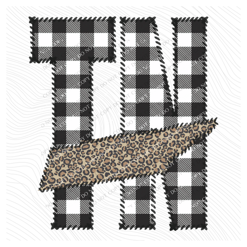 Tennessee TN Stitched Buffalo Plaid & Leopard State Patch Digital Design, PNG