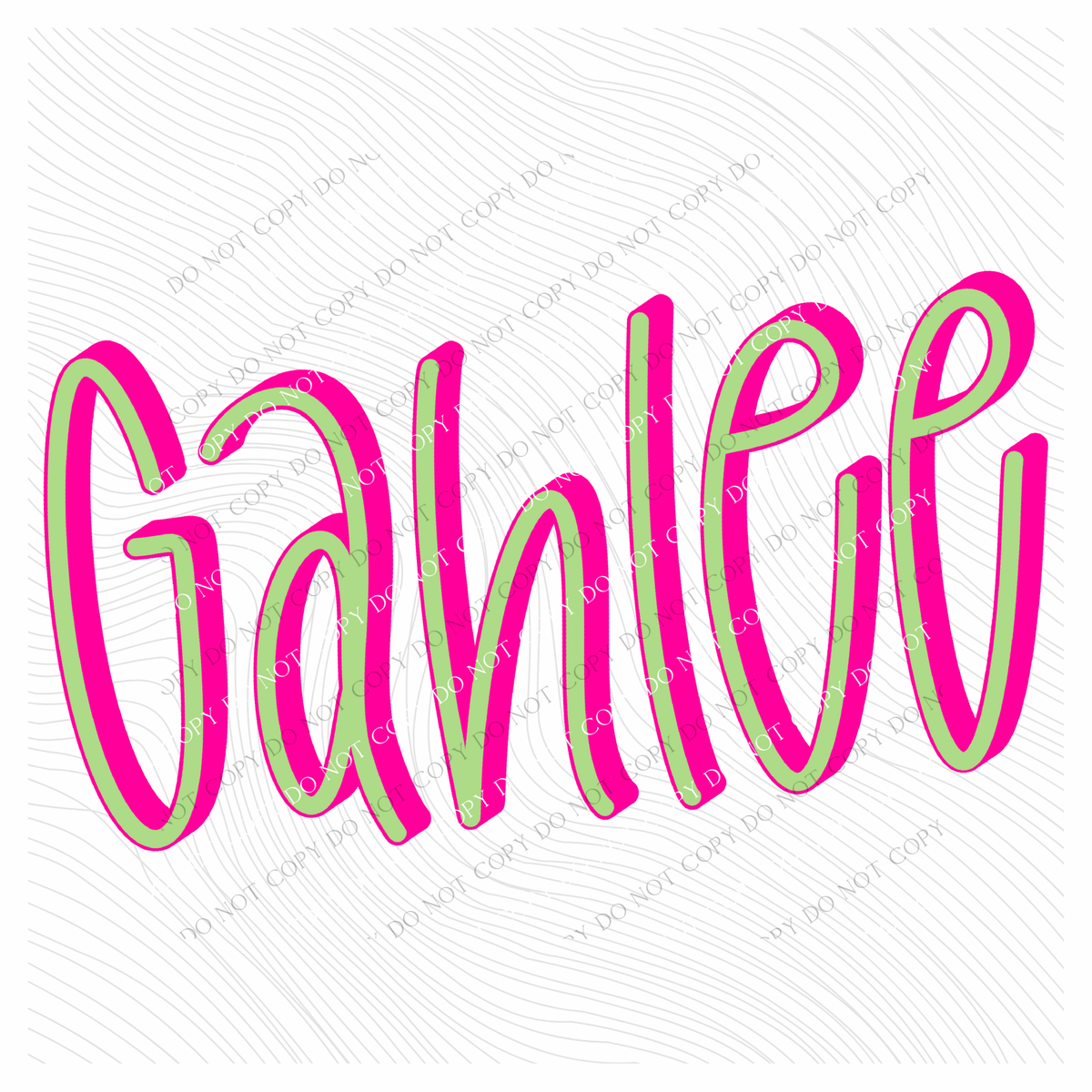 Gahlee 3D Sassy Script Bright Pink & Green Digital Design, PNG