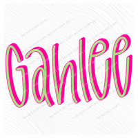 Gahlee 3D Sassy Script Bright Pink & Green Digital Design, PNG