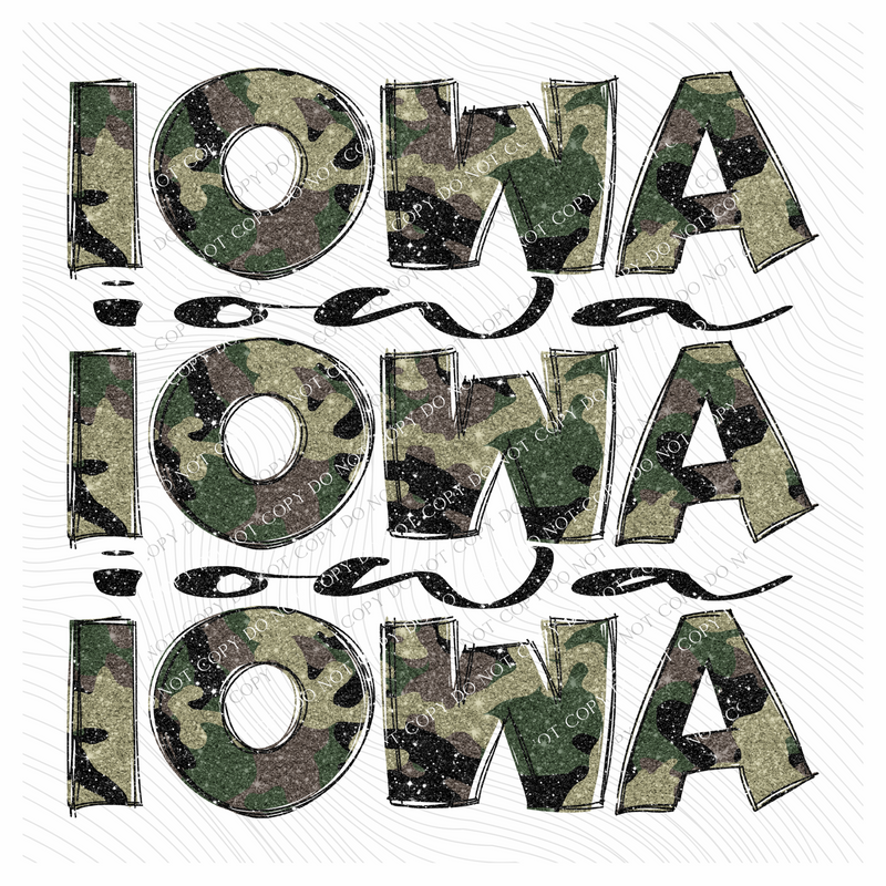 Iowa Camo Glitter Stacked with Glitter Script Digital Design, PNG ...
