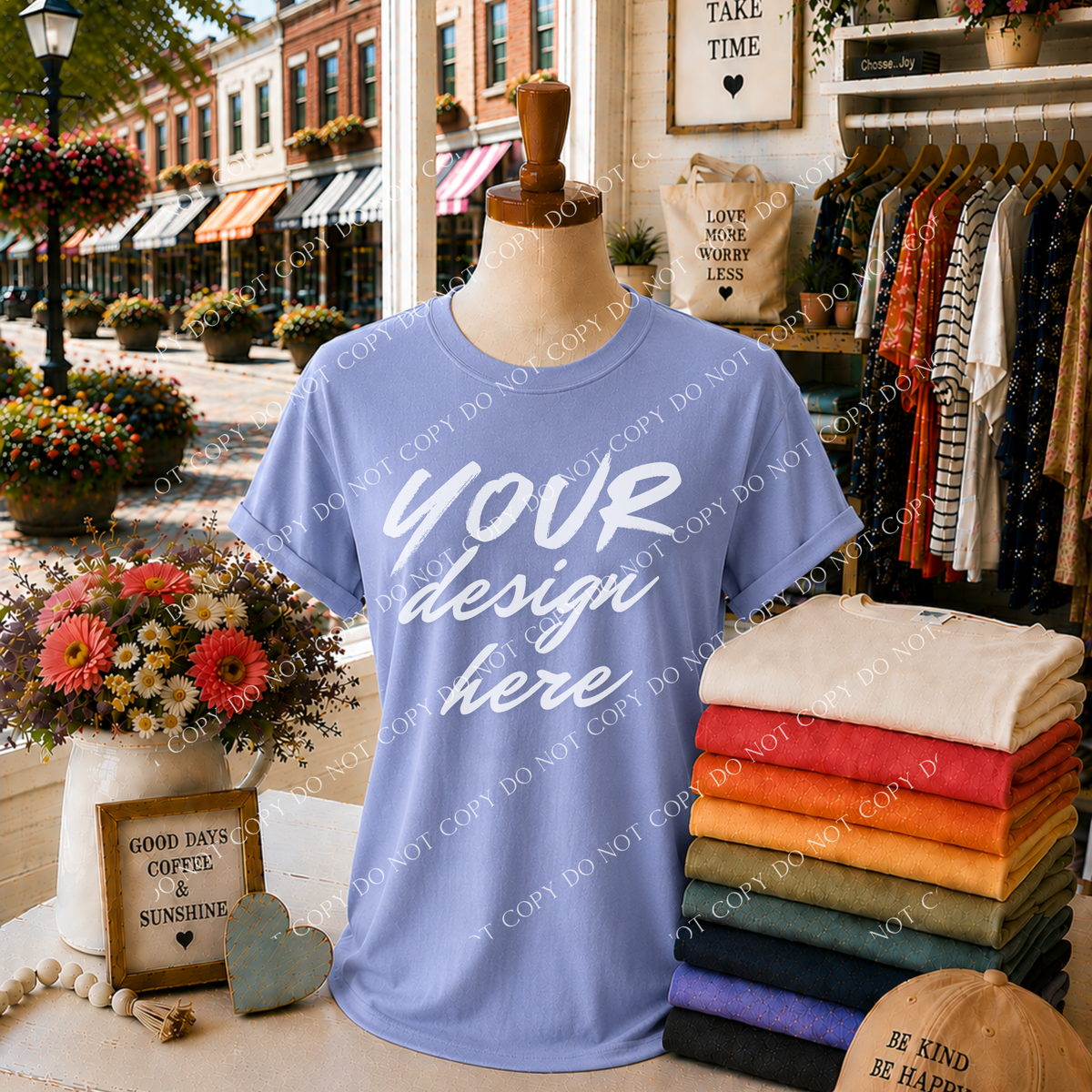 Blank Everyday Boutique Mockup, Comfort Colors 1717 Hydrangea