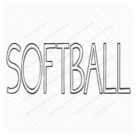 Softball Simple Outline in Black Digital Design, PNG