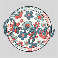 Oregon Floral Leopard Circle Patriotic Includes Both Transparent & Non Transparent Digital Design, PNG