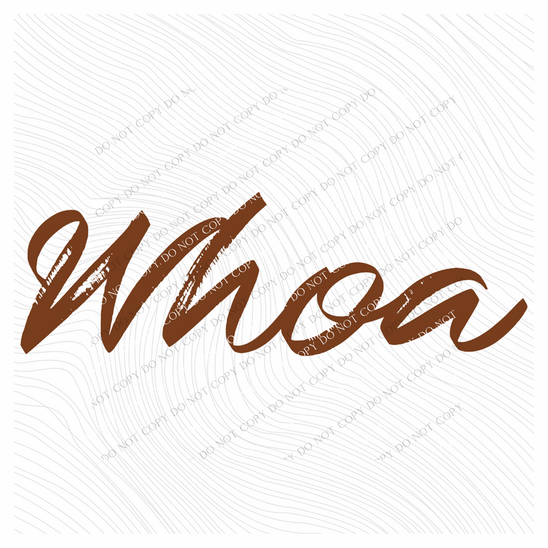 Whoa Western Script in Brown Digital Design, PNG