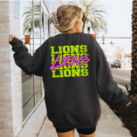 Lions Stacked Cutout Bright Yellow & Pink Digital Design, PNG