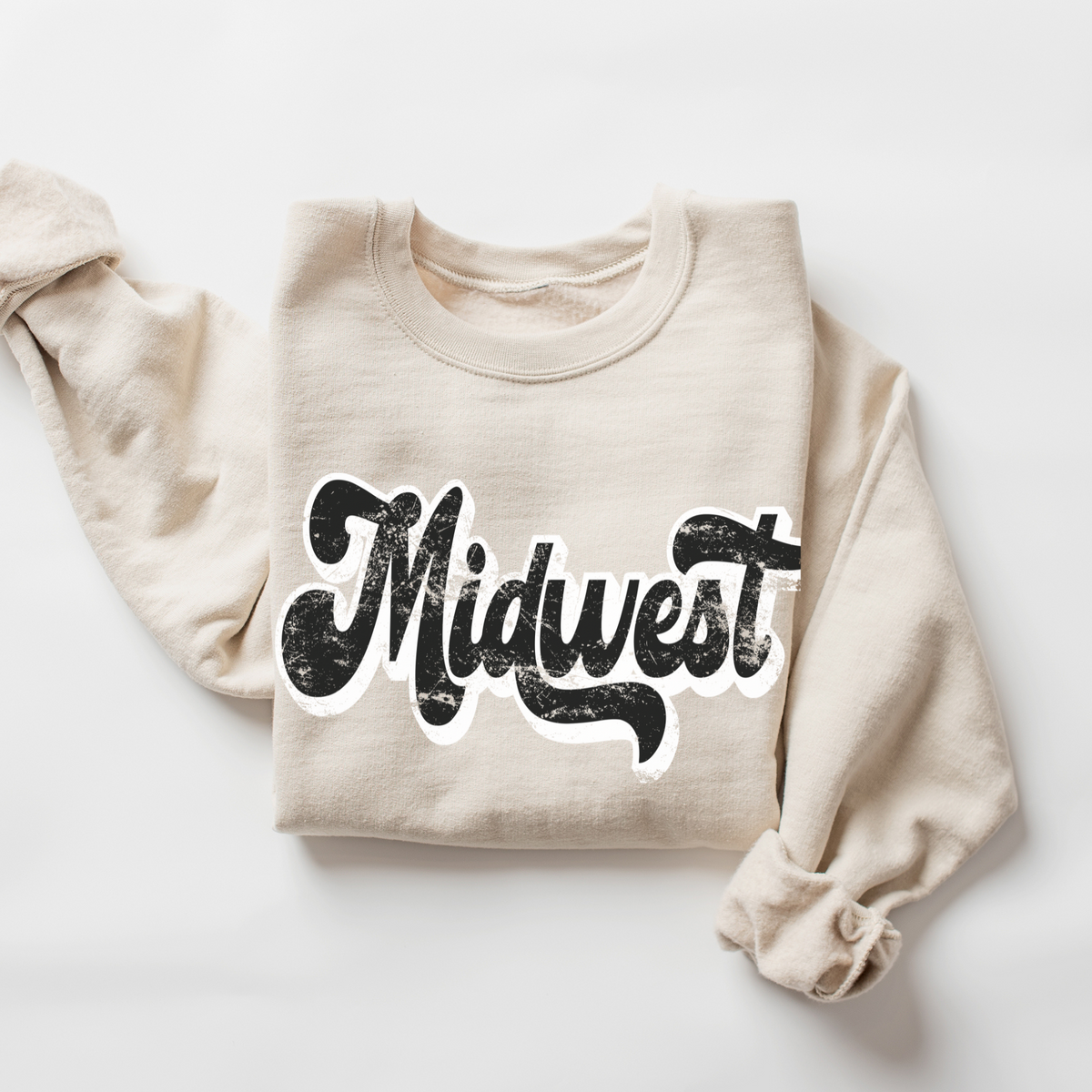 Midwest Vintage Black & White Retro Shadow Distressed Digital Download, PNG