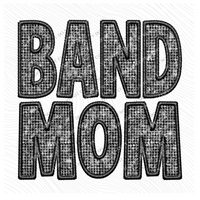 Band Mom Faux Embroidery Diamonds Bling in Black Digital Design, PNG