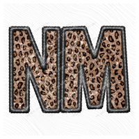 NM New Mexico Embroidery Leopard Sequin with separate Home Sweet Home Script in Black,  Digital Design, PNG