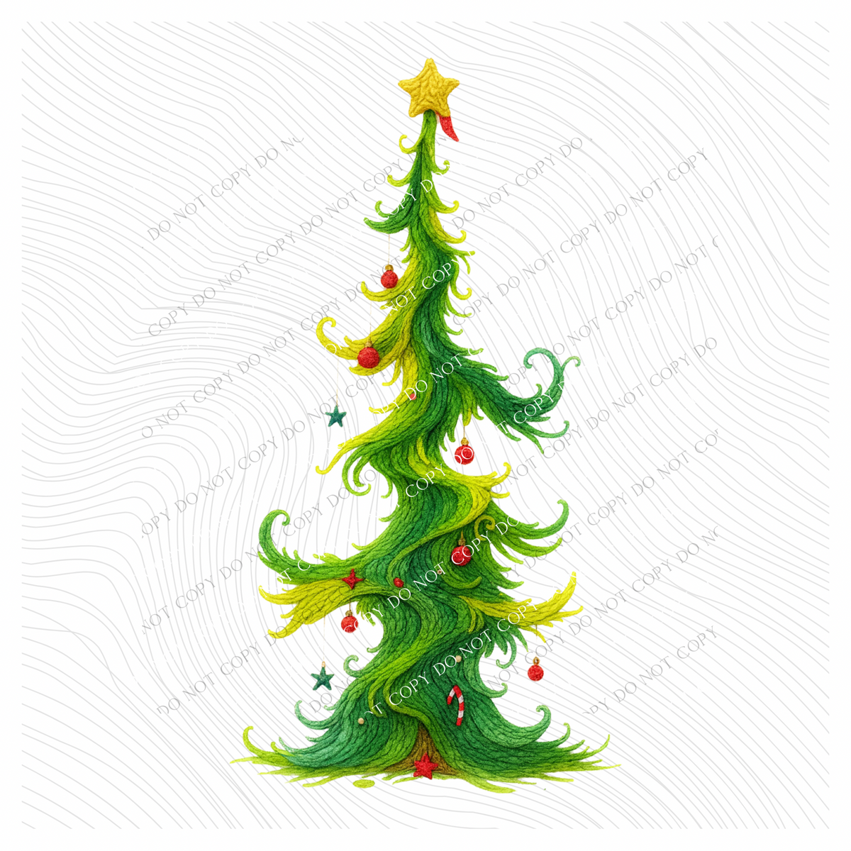 Whimsy Christmas Tree Knitted Digital Download, PNG