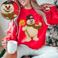 Frosty Snowman 3D Yarn Style Christmas Digital Download, PNG