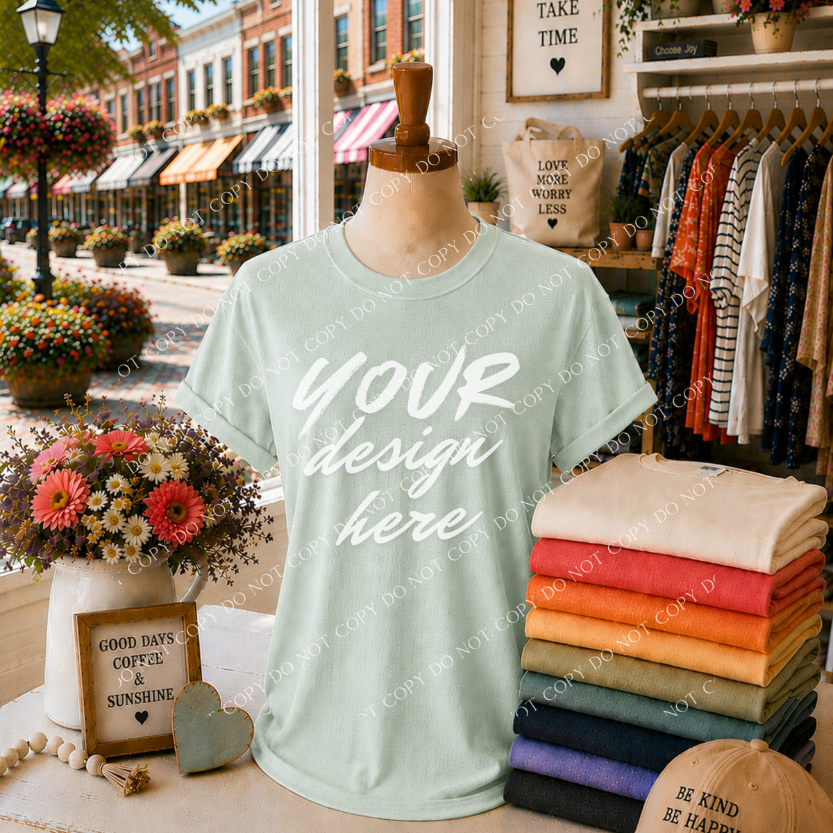 Blank Everyday Boutique Mockup, Comfort Colors 1717 Chalky Mint
