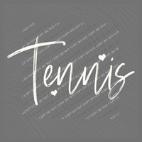 Tennis Sketched Script Hearts in Off-white Digital Design, PNG