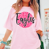 Eagles Pink Leopard Glitter Circle Cutout Digital Design, PNG