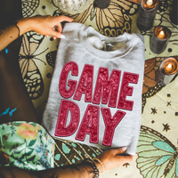 Game Day Faux Embroidery Sequin in Crimson Red Digital Design, PNG