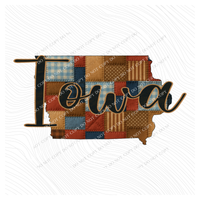 Iowa Quilted Script State Digital Design, PNG