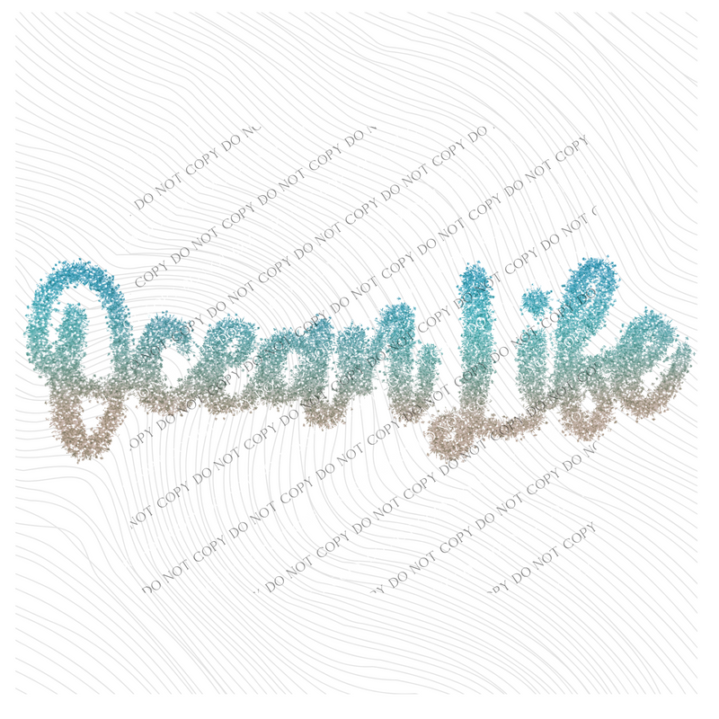Ocean Life Tinsel Script Beachy Tones Digital Design, PNG