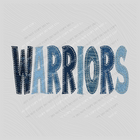 Warriors Denim Patch Stitched Digital Design, PNG