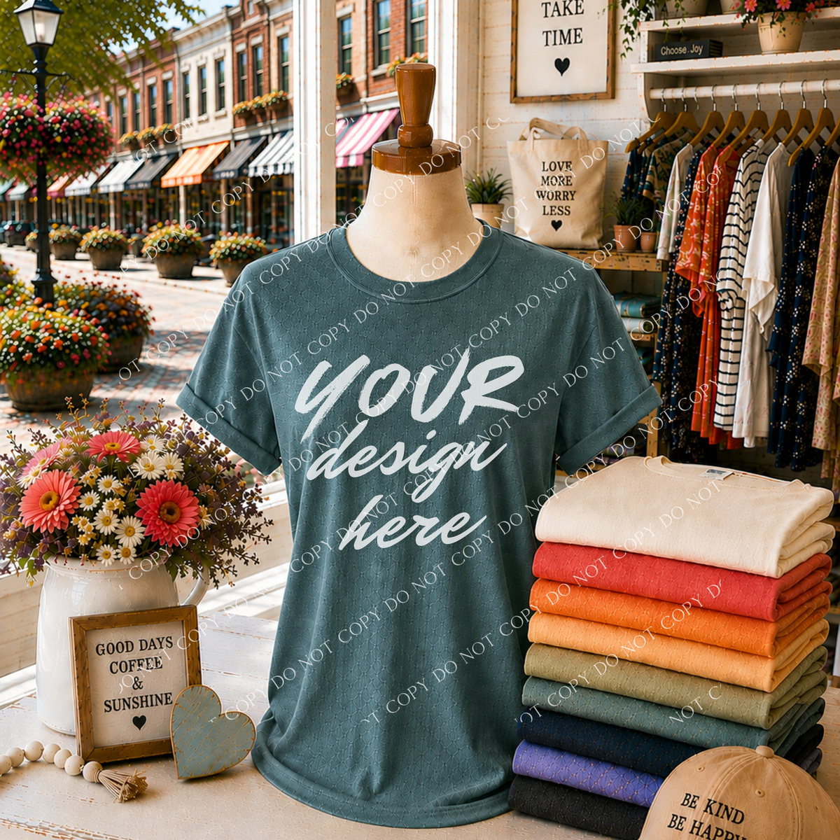 Blank Everyday Boutique Mockup, Comfort Colors 1717 Blue Spruce