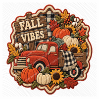 Fall Vibes Faux Chenille Patch Digital Design, PNG