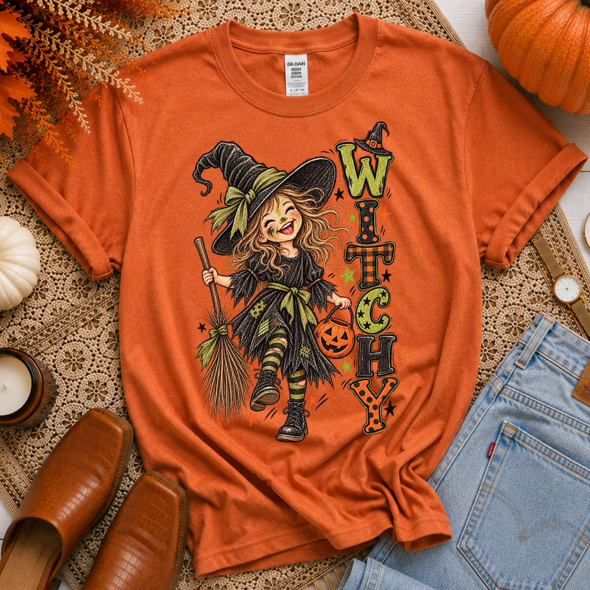 Witchy Witch Costume Vintage Sketch Digital Design, PNG