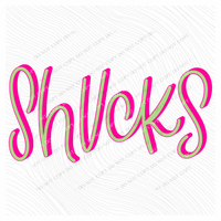 Shucks 3D Sassy Script Bright Pink & Green Digital Design, PNG