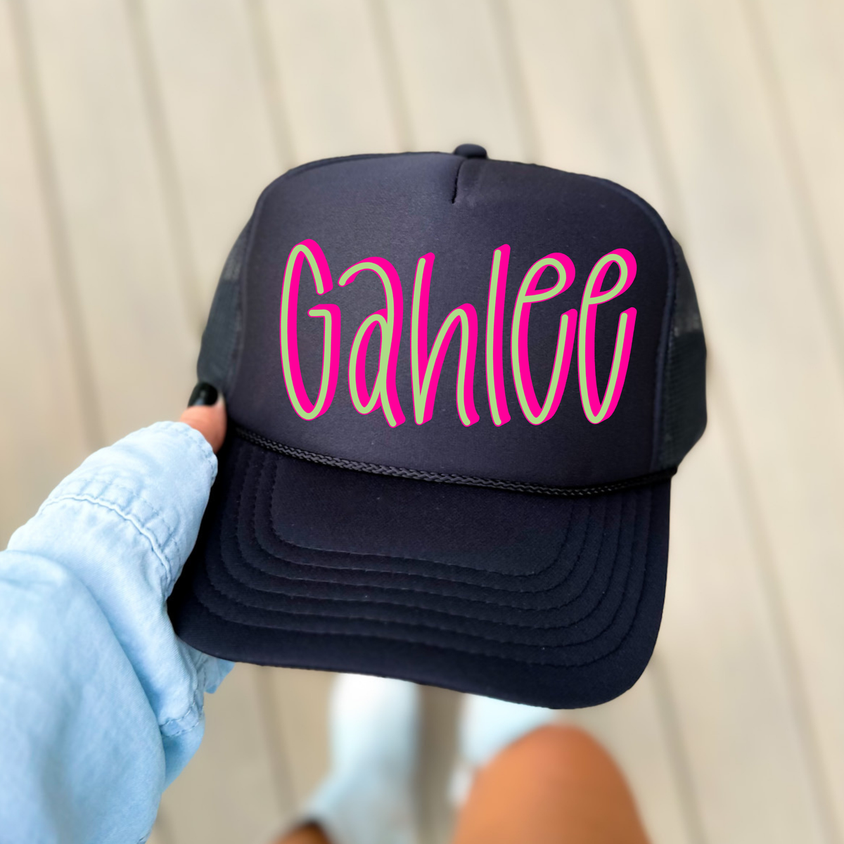 Gahlee 3D Sassy Script Bright Pink & Green Digital Design, PNG