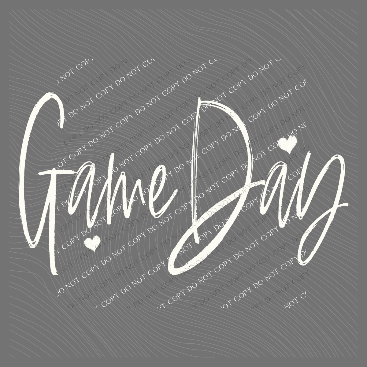 Game Day Sketched Script Hearts in Off-white Digital Design, PNG