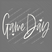 Game Day Sketched Script Hearts in Off-white Digital Design, PNG