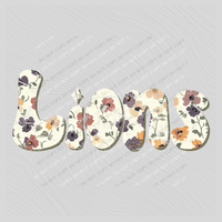 Lions Floral Retro Shadow Distressed Digital Design, PNG