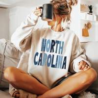North Carolina Denim Patch Stitched Digital Design, PNG