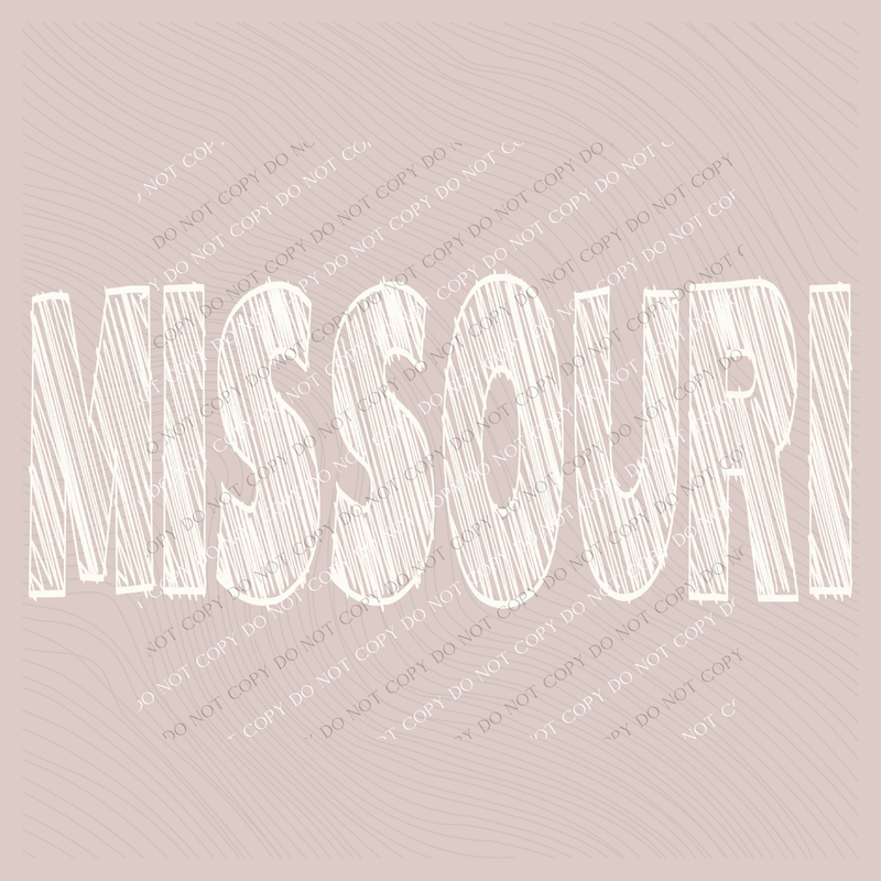 Missouri Scribble in Cream White Digital Design, PNG